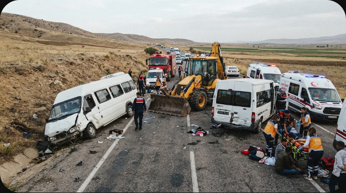Kayseri'de İşçi Servisleri ve İş Makinesi Çarpıştı: 1 Ölü, 15 Yaralı